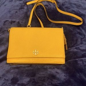 Tory Burch Shoulder Bag, deep sunflower - height: 5.5”  width: 8.5” depth: 2.5”